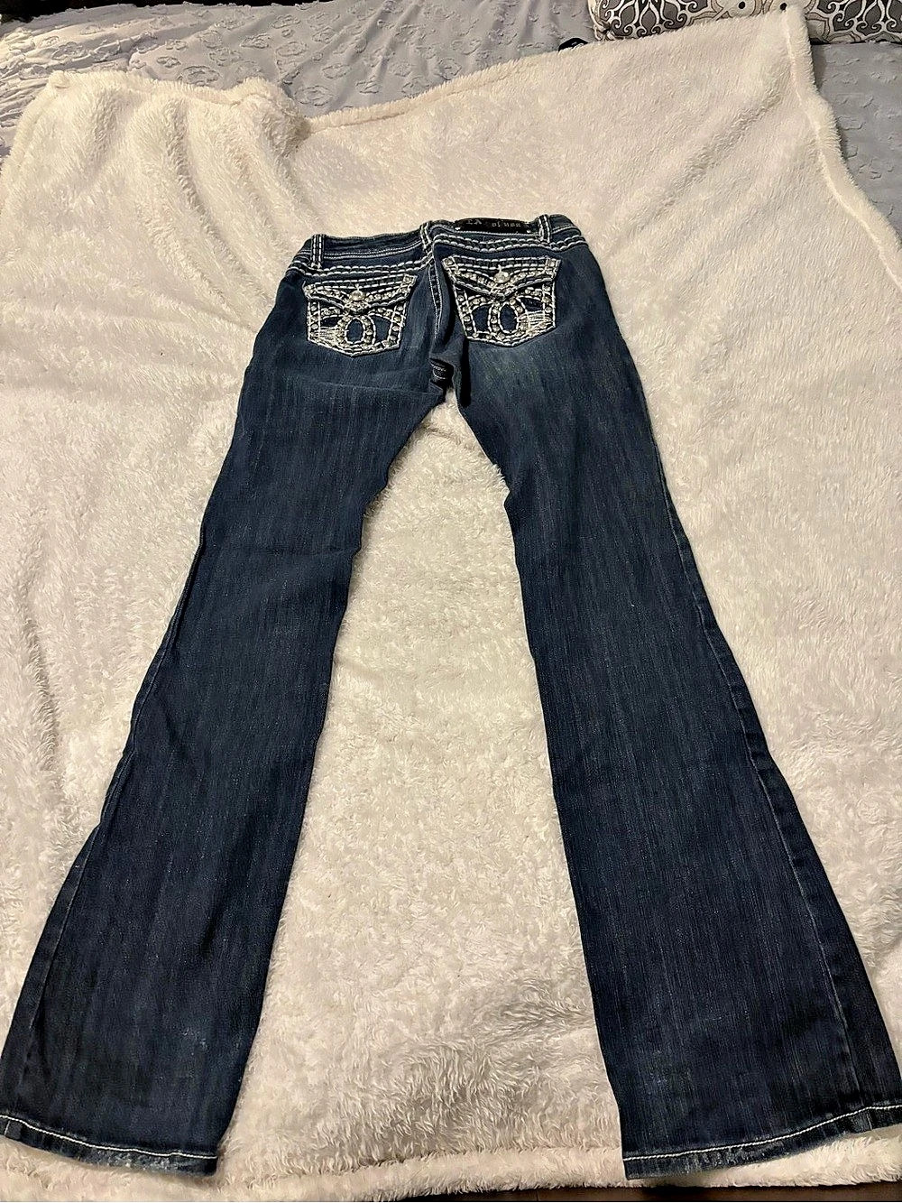 L.A. Idol USA Embellished Flare Jeans Blue Waist 30 Length 34